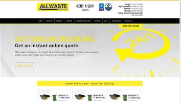 Screenshot of All Waste Skip Hire website
