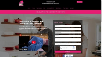 Screenshot of Grease Lightning Oven Cleaning website