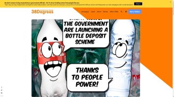 Screenshot of Bottle Deposits: We won! - 38 Degrees website