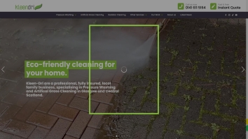 Screenshot of Pressure Washing, Carpet & Upholstery Cleaning - Glasgow - Kleen-Dri website
